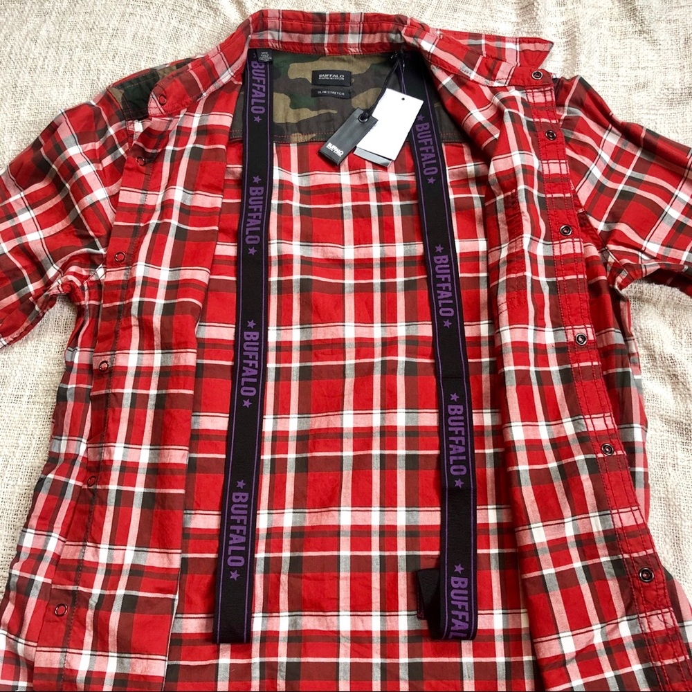 NWT.Buffalo David Bitton Plaid Shirt / Suspender